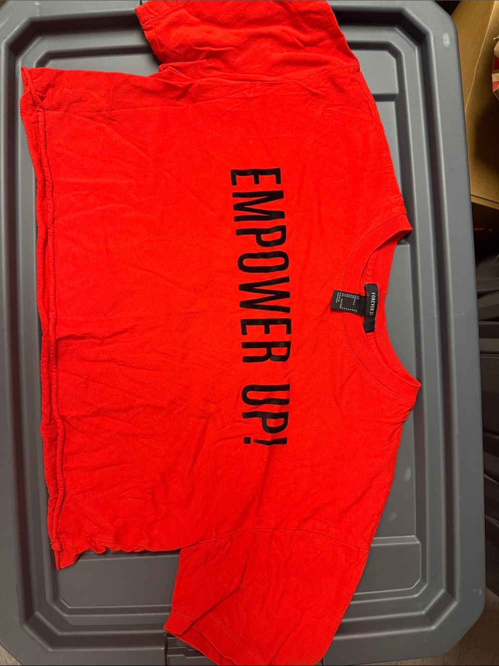 Forever 21 Red Crop Top with "EMPOWER UP!" Graphic